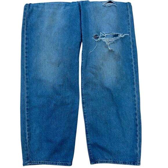 Levi's Baggy Dad Jeans Size 27 Color-In The Middle Blue Wash Loose Destructed - Picture 6 of 8